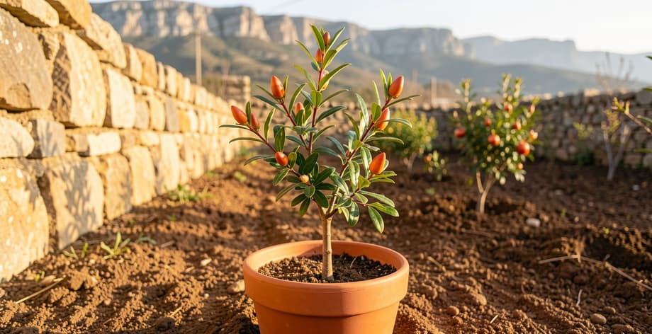 Cuándo plantar un granado en Cuenca: maceta, muro y Manchuela