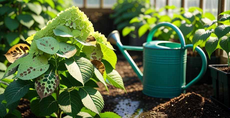 Hortensia con manchas en las hojas: causas y soluciones