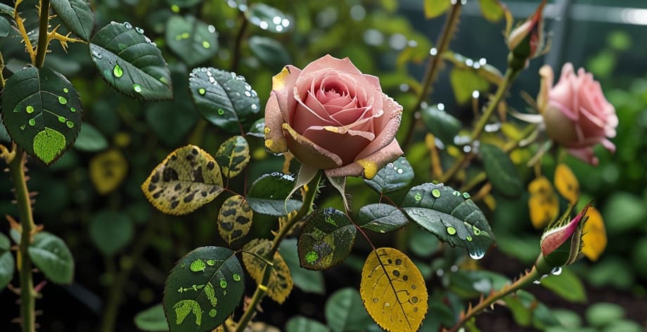 Por qué mi rosal tiene manchas en las hojas