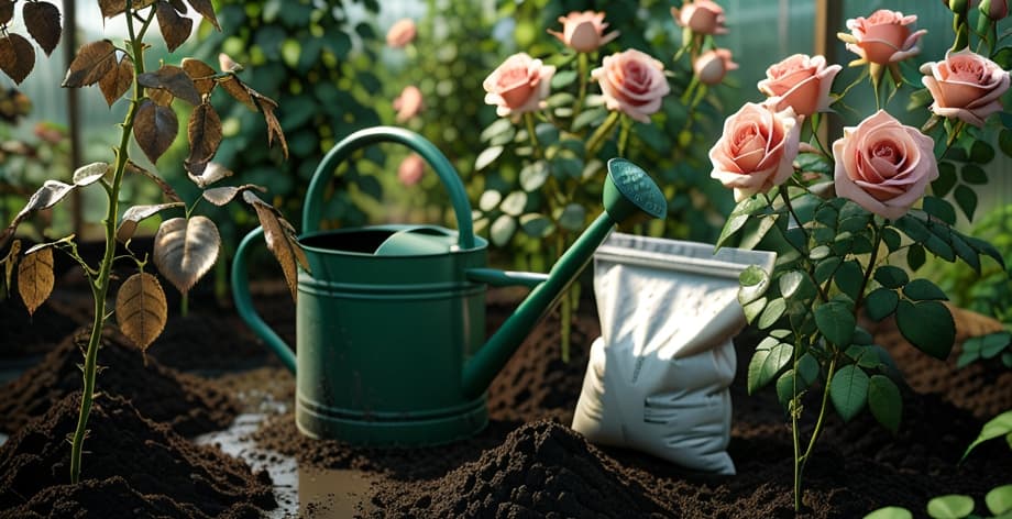 Rosal con hojas secas: causas y soluciones